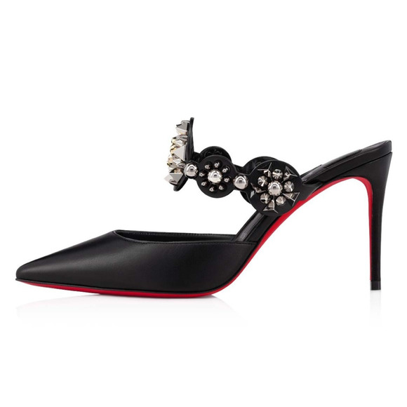 Christian Louboutin Miss Goldora 85 Black Backless Sandal Mule Heel Pump 39 - Picture 3 of 12